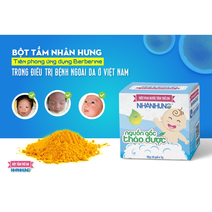 Bột tắm trẻ em Nhân Hưng 30 gói x 1g (Chính Hãng) - Trẻ hết Hăm da, Rôm sảy, Mụn nhọt ,Mẩn ngứa