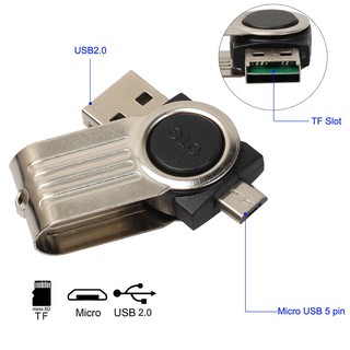 đầu đọc thẻ nhớ 2 in 1 USB2.0 OTG Card Reader