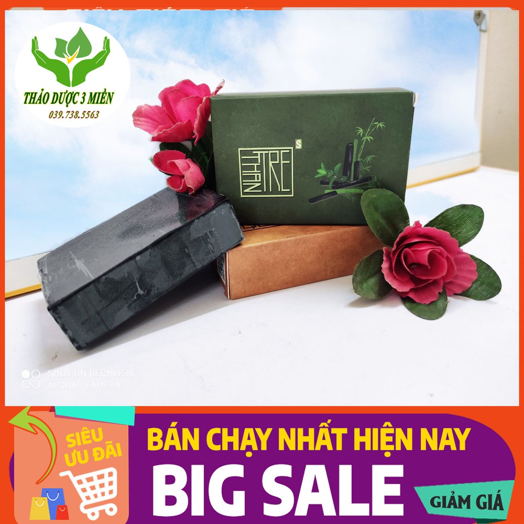 Xà bông than tre sinh dược organic bánh 100gr sạch mát da, ngừa mụn, sát khuẩn, tẩy da chết, mùi bạc hà tươi mát