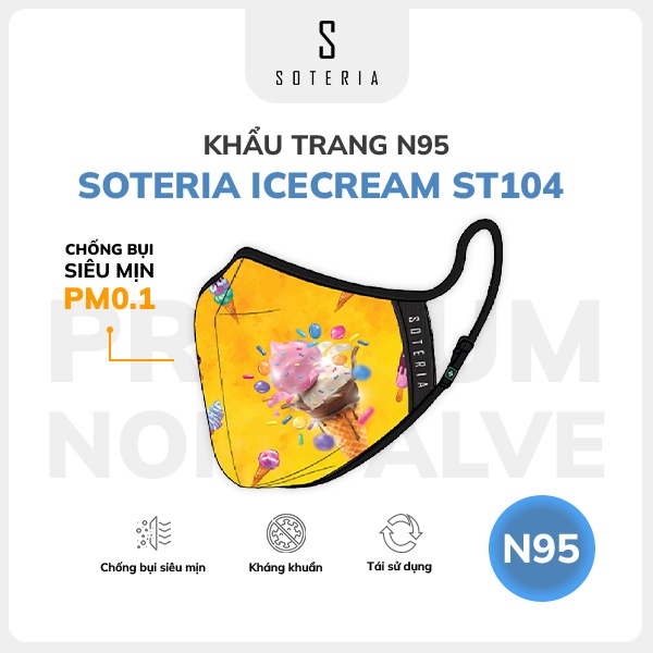 Khẩu trang thời trang SOTERIA Icecream ST104 - N95 lọc 99% bụi mịn 0.1 micro - Size S,M,L