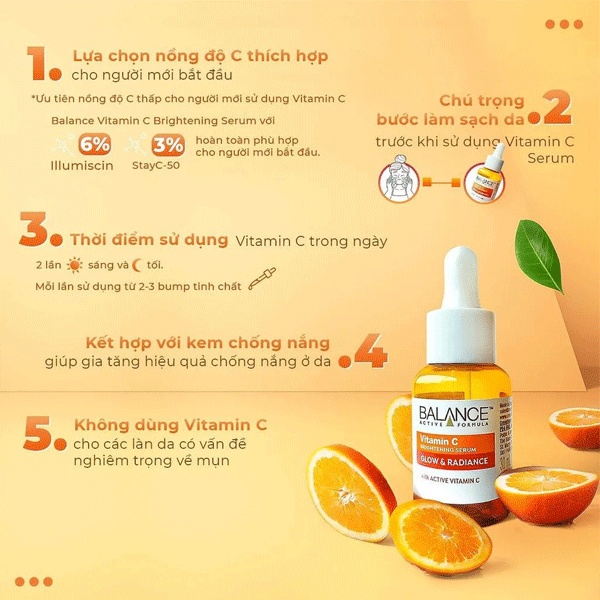 Tinh chất làm sáng da Balance Vitamin C Brightening Glow & Radiance 30ml - Thi Vũ