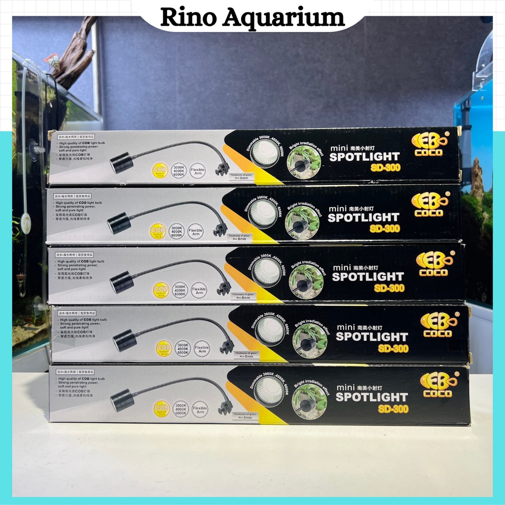 Đèn LED Rọi CEBO COCO Mini Spotlight SD-300 7W  3 Chế Độ Màu Cho Hồ Cá Cảnh, Hồ Thủy Sinh, Hồ Biotope