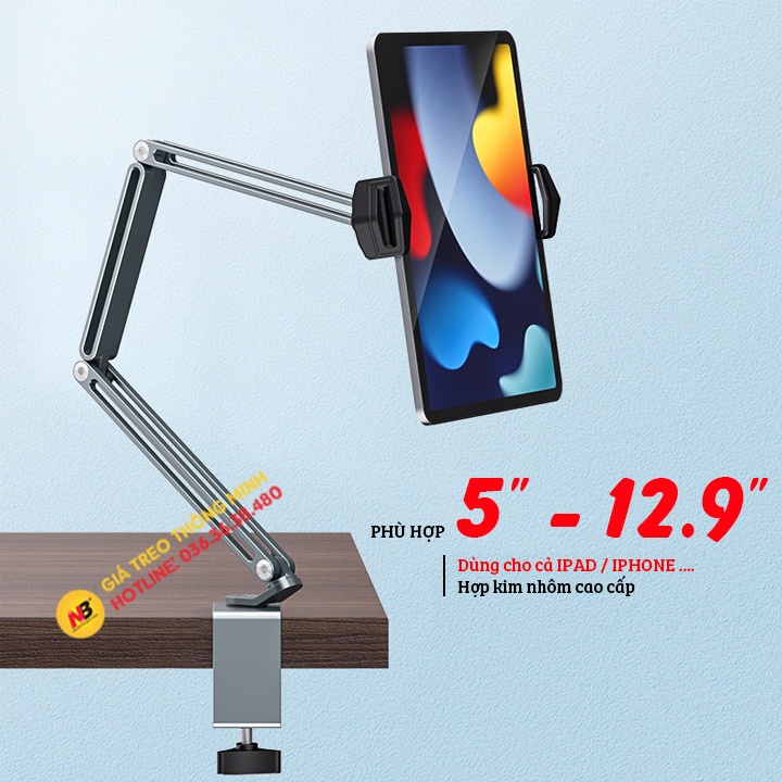 Arm nâng, tay nâng máy tính bảng kẹp cố định vào bàn P60 PLUS - kiêm giá đỡ kẹp giữ iPad, iPhone, Kindle