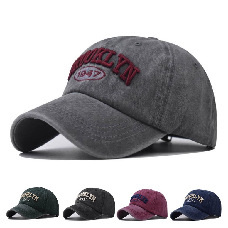 Mũ Lưỡi Trai Cotton Thêu Chữ BROOKLYN 1947 Thời Trang
