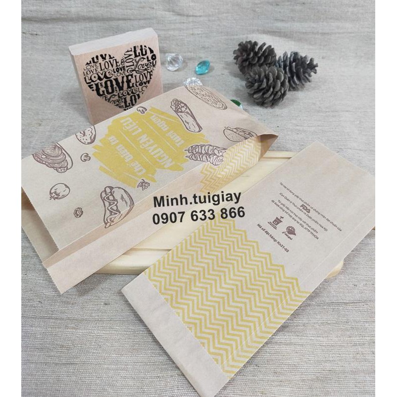 100c túi giấy bánh mì màu vàng