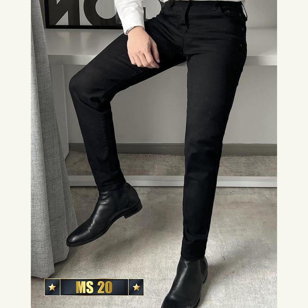 Quần jean nam trắng trơn không rách gối chất bò cao cấp co dãn 4 chiều đẹp from dáng rin skinny Vanasa JM25