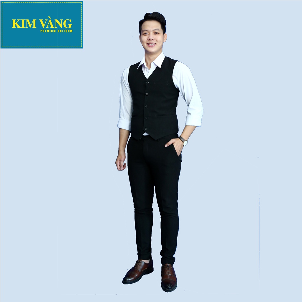 Áo Ghile nam nữ đồng phục pha chế nhà hàng khách sạn chất liệu Cashmere Ý - Màu đen