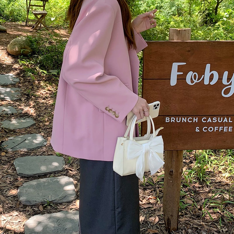 Túi đeo chéo IELGY hình vuông nhỏ đính nơ phong cách Hàn Quốc cho nữ