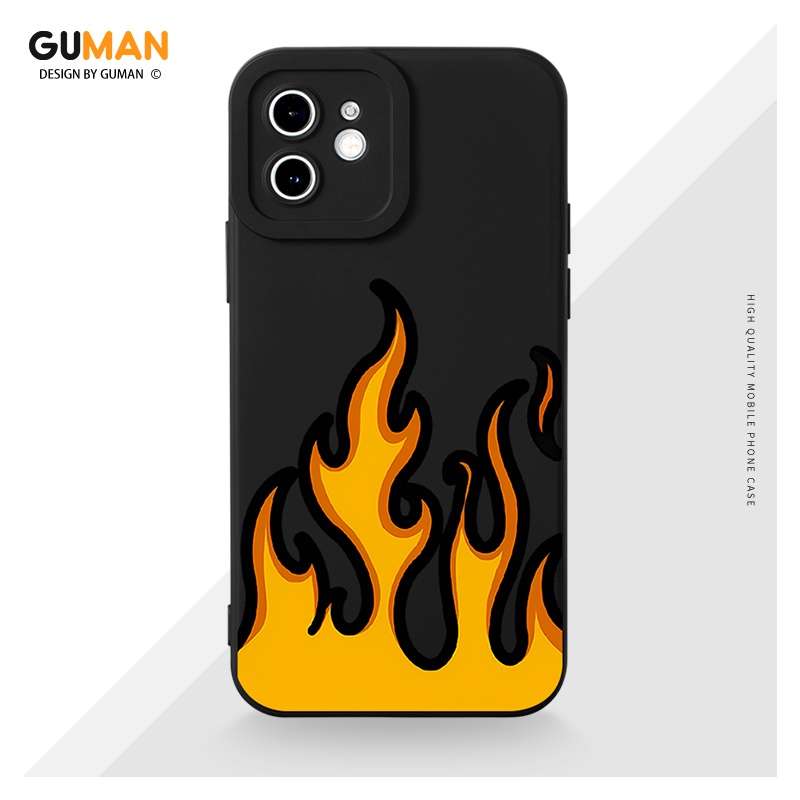 Ốp Điện Thoại GUMAN silicon mềm chống bẩn viền vuông dễ thương đẹp độc lạ ngầu ngộ nghĩnh nam nữ đen Cho iPhone 14 13 12 11 Pro Max SE 2020 X XR XS 8 7 ip 6S 6 Plus kute XYM1081