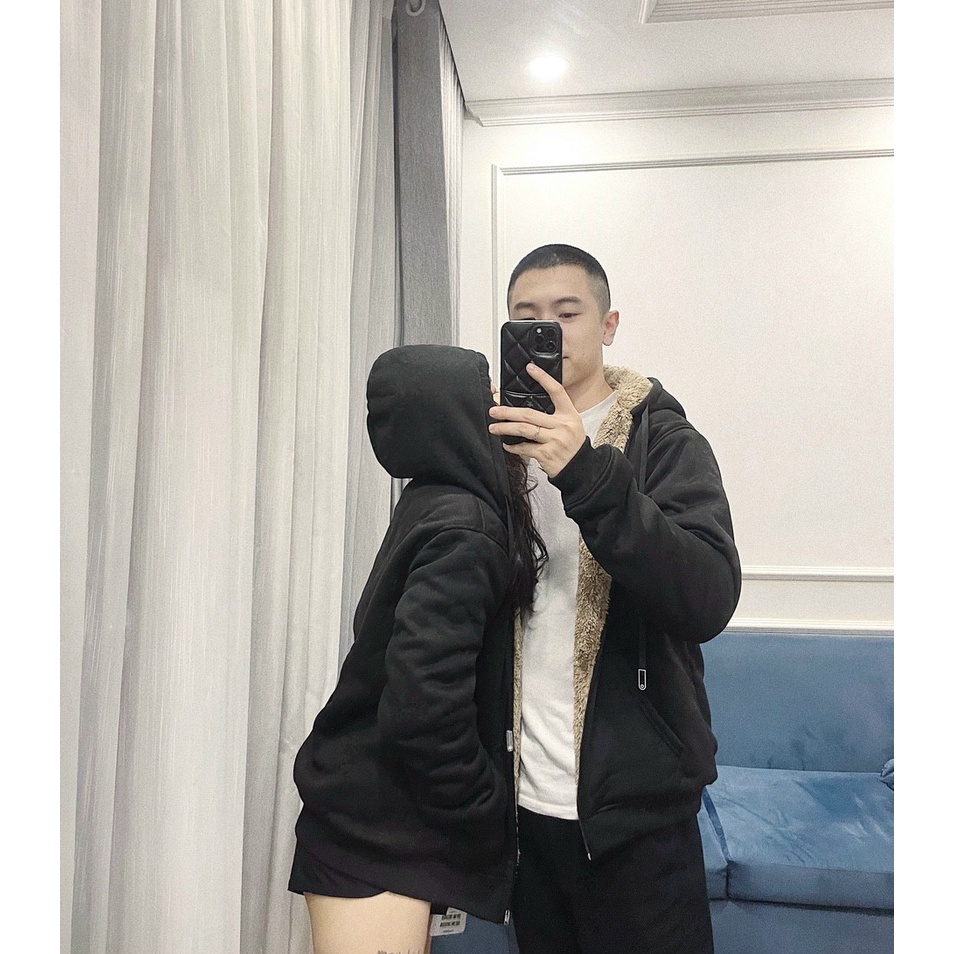 Hàng loại 1_Áo khoác uni lót lông cừu nam nữ 2021 dày dặn nặng 1kg | BigBuy360 - bigbuy360.vn