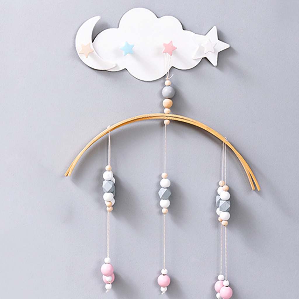 Móc nhựa treo đồ gắn tường hình đám mây và ngôi sao có 4 móc đa năng cho phòng khách