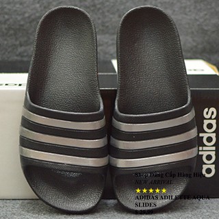 Dép trẻ em Adidas Adilette Aqua đen sọc bạc