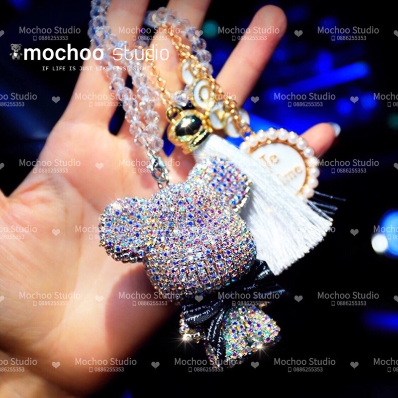 Móc Treo Gương Oto Gấu Đính Đá Trang Trí Oto Phụ Kiện Trang Trí Xe Hơi