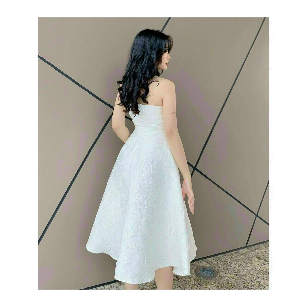 Đầm Xòe 2 Dây Ôm Eo Thiết Kế Họa Tiết Gấm Hoa Chất Liệu Gấm Thời Trang Nữ Thiết Kế Sang Trọng