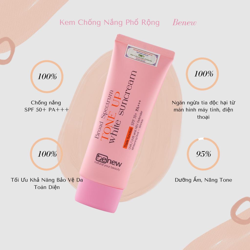 Kem Chống Nắng Phổ Rộng Benew Broad Spectrum Tone Up White Suncream 70ml THIÊN ANH BEAUTY