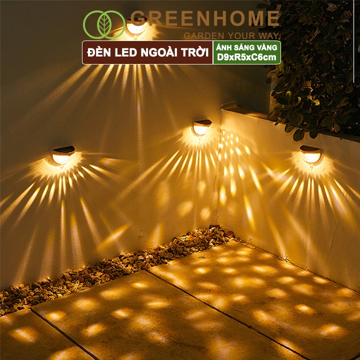 Đèn led năng lượng mặt trời, D9xR5xC6cm, ánh sáng vàng, trang trí sân vườn, cầu thang, nhiều màu lựa chọn |Greenhome