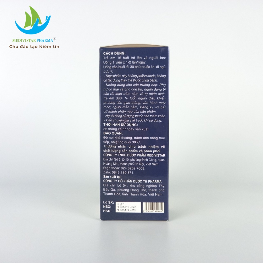 Viên Uống Ngủ Ngon An Thần Khang MEDIVISTA PHARMA Giúp Giảm Căng Thẳng, Không Lo Nặng Đầu Khi Thức Giấc 30 Viên/ Hộp