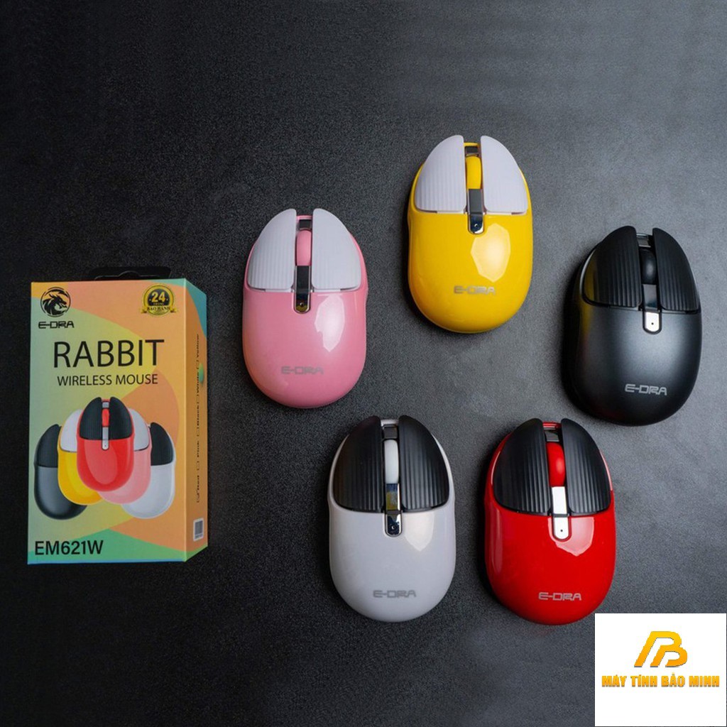 Chuột Bluetooth và Wireless Siêu Cute E-DRA EM621W RABBIT - Pin Sạc - Không Ồn - Bảo hành 12 tháng