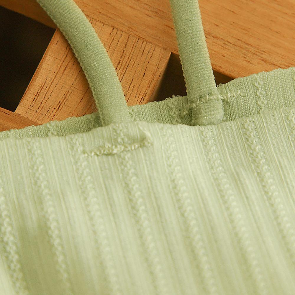 OCEANMAP Áo Ngực Một Mảnh Có Mút Đệm Kẻ Sọc Màu Trơn Thời Trang Dành Cho Bạn Nữ