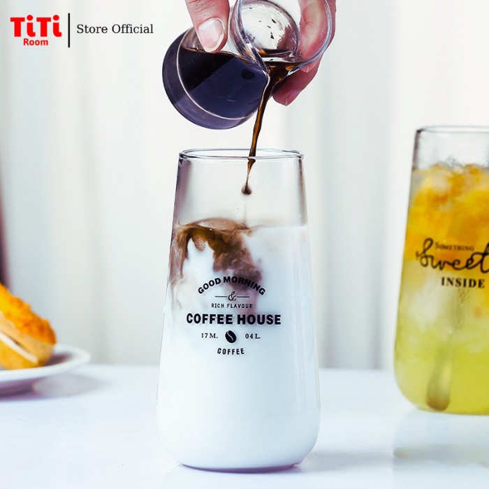 Ly thủy tinh uống sinh tố cao cấp dễ thương The Coffee Cốc thủy tinh tròn chịu nhiệt đẹp sang chảnh uống cà phê TiTiRoom