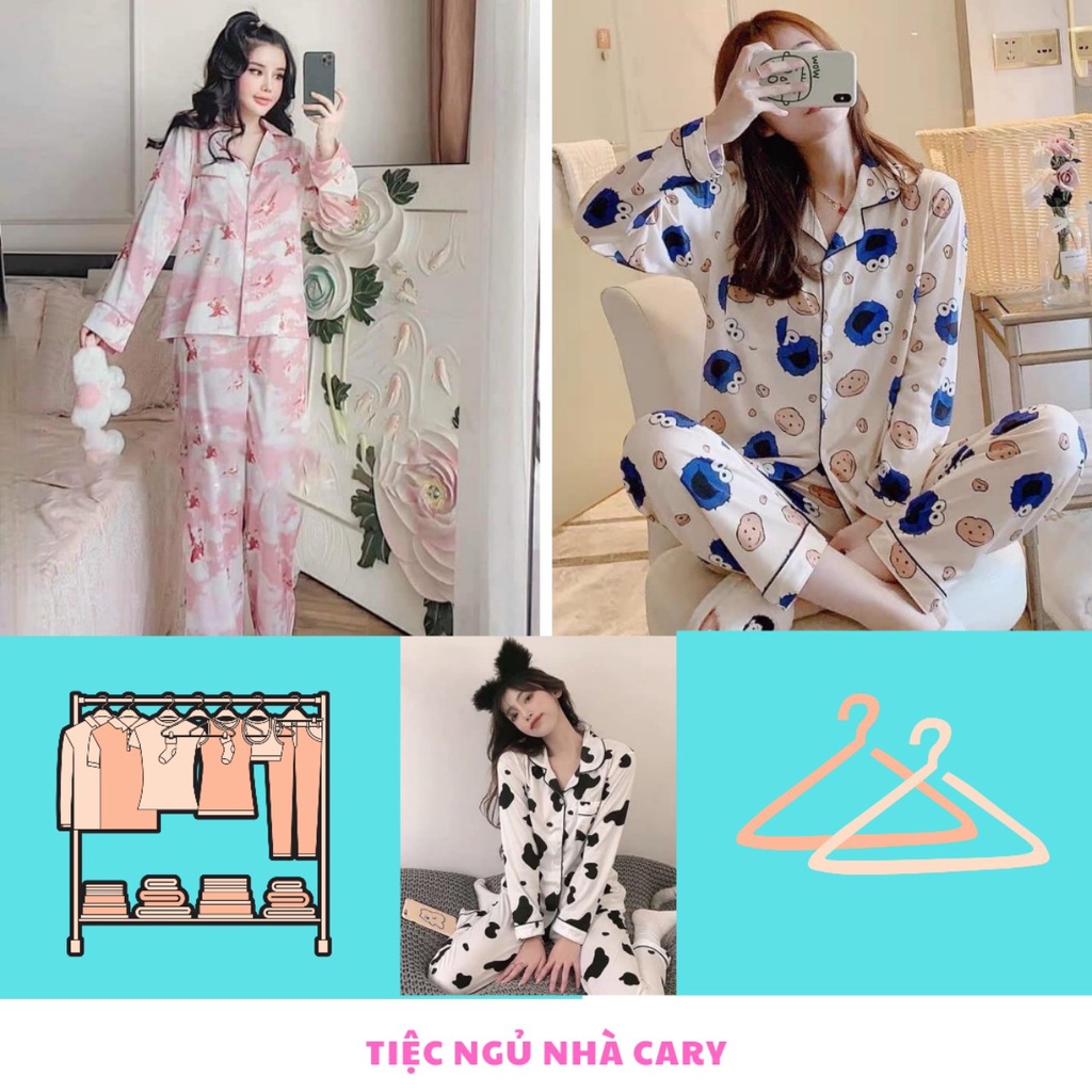 Đồ ngủ nữ CARY ,Bộ ngủ pijama tay dài quần dài hoạt hình mặc nhà siêu xinh