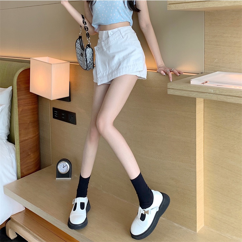 Quần Short Denim Ống Rộng Lưng Cao Co Giãn Mẫu Mới Thời Trang Mùa Hè Phong Cách Trung Hoa