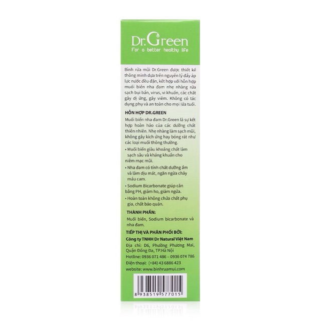 Bình rửa mũi Dr Green tặng kèm 10 gói muối ✅(Hàng Chính Hãng)