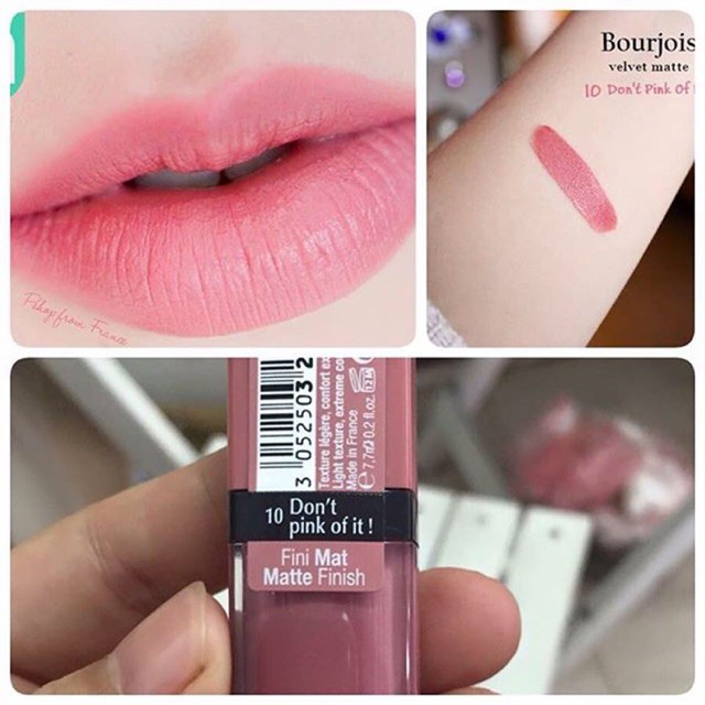 Son Kem Lì Bourjois Rouge Edition Velvet Màu 10 Hồng Pastel Hàng Chính Hãng