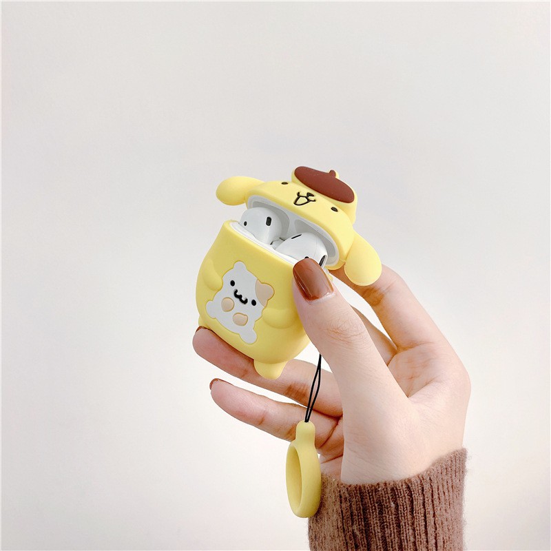 Cute Cinnamoroll Pom Pom Purin Airpods case soft silcone airpods 1 2 wireless  bluetooth headsets protective cover