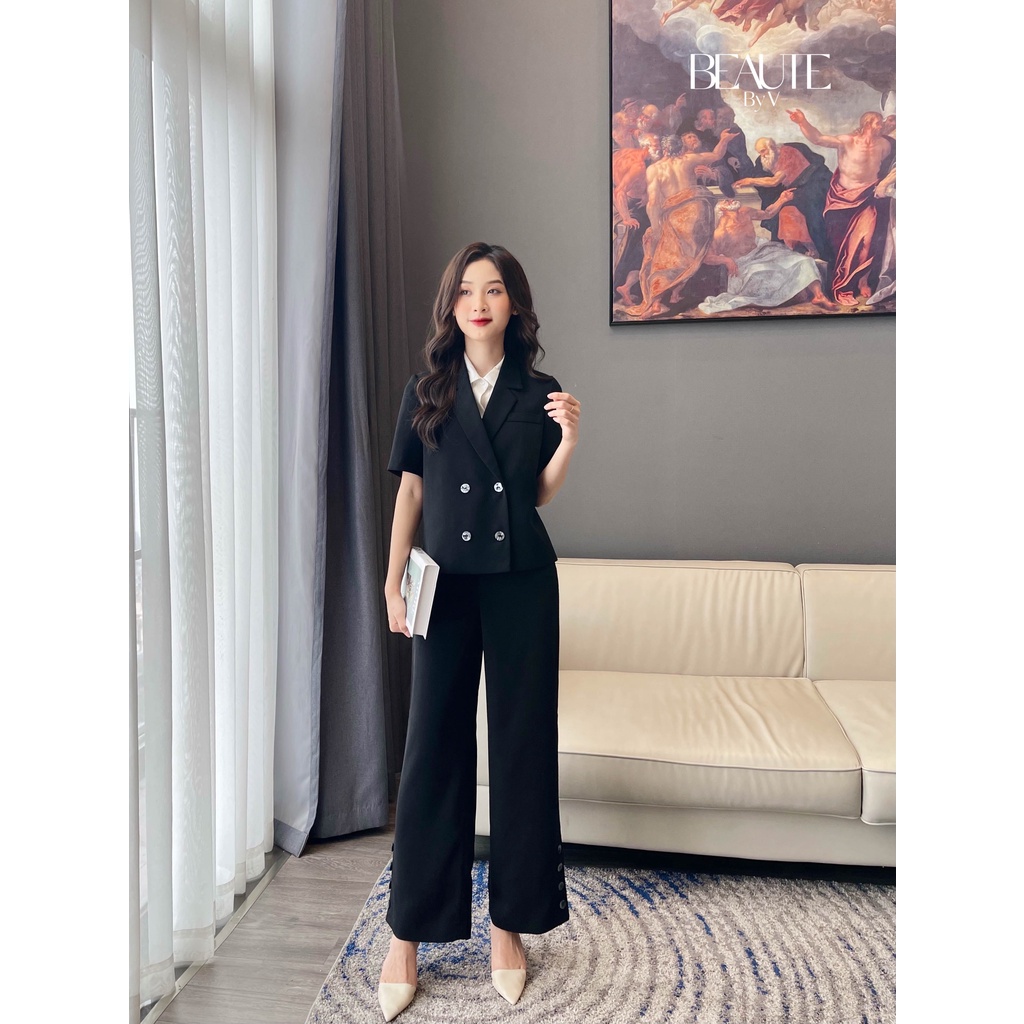BEAUTEBYV - Áo blazer dáng lửng 4 cúc Charmo