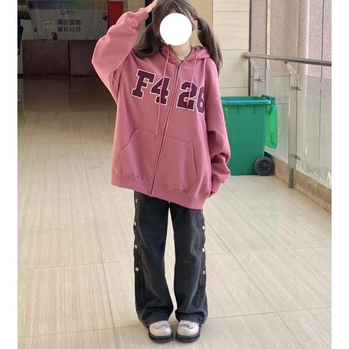 Áo Hoodie Zip F426 Form Rộng Tay Phồng Unisex Video Tự Quay