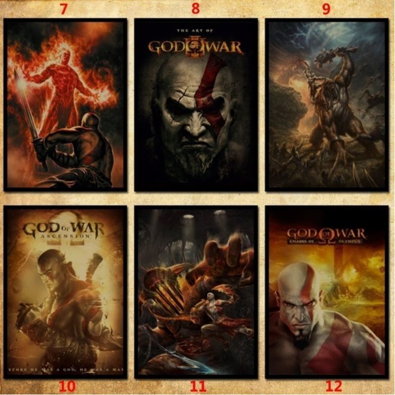 1 Miếng Dán Tường Trang Trí Hình Game God Of War 3 4 Kratos Atreus