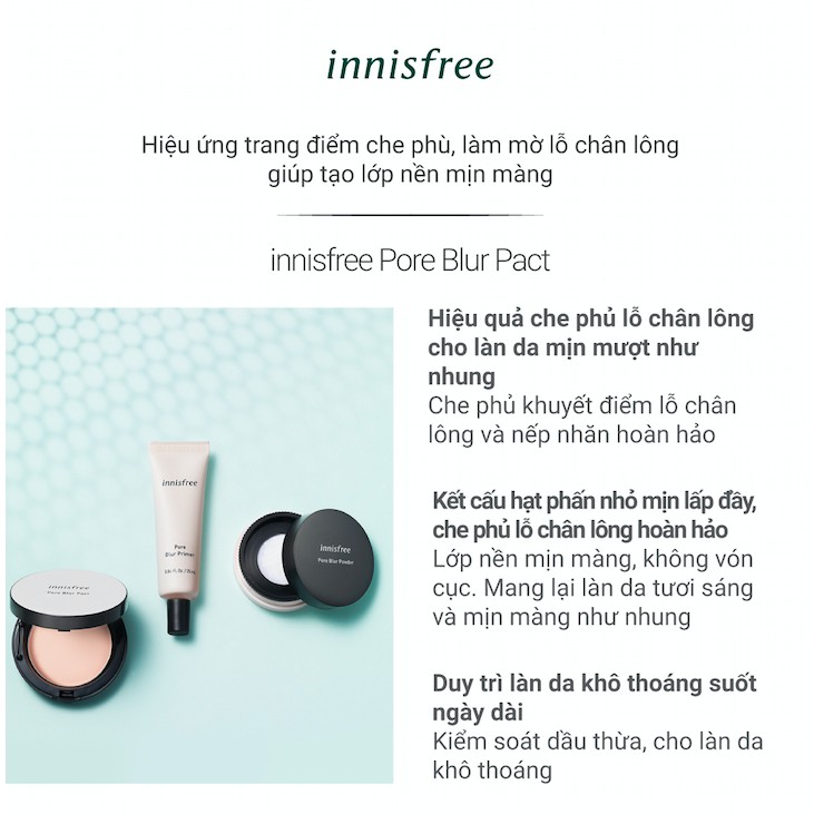 Phấn phủ che phủ lỗ chân lông dạng nén innisfree Pore Blur Pact 12.5g | BigBuy360 - bigbuy360.vn