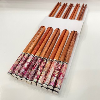 Hộp 10 đôi đũa ăn gỗ Cẩm lai đầu trong khảm trai biển tím