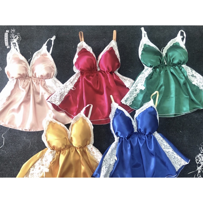 Đồ Ngủ Sexy Nữ - Đồ Ngủ Nữ Sexy Phối Ren Có Mút Ngực Free Size 40-55kg ( video+ ảnh thật)