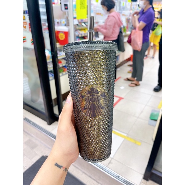 Cốc uống nước Starbucks màu trơn bóng kèm ống hút 710ml