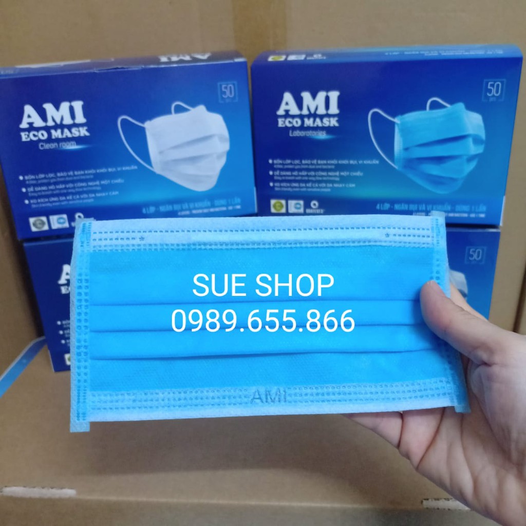 Combo 2 hộp khẩu trang y tế 4 lớp AMI (2 hộp x 50 cái)