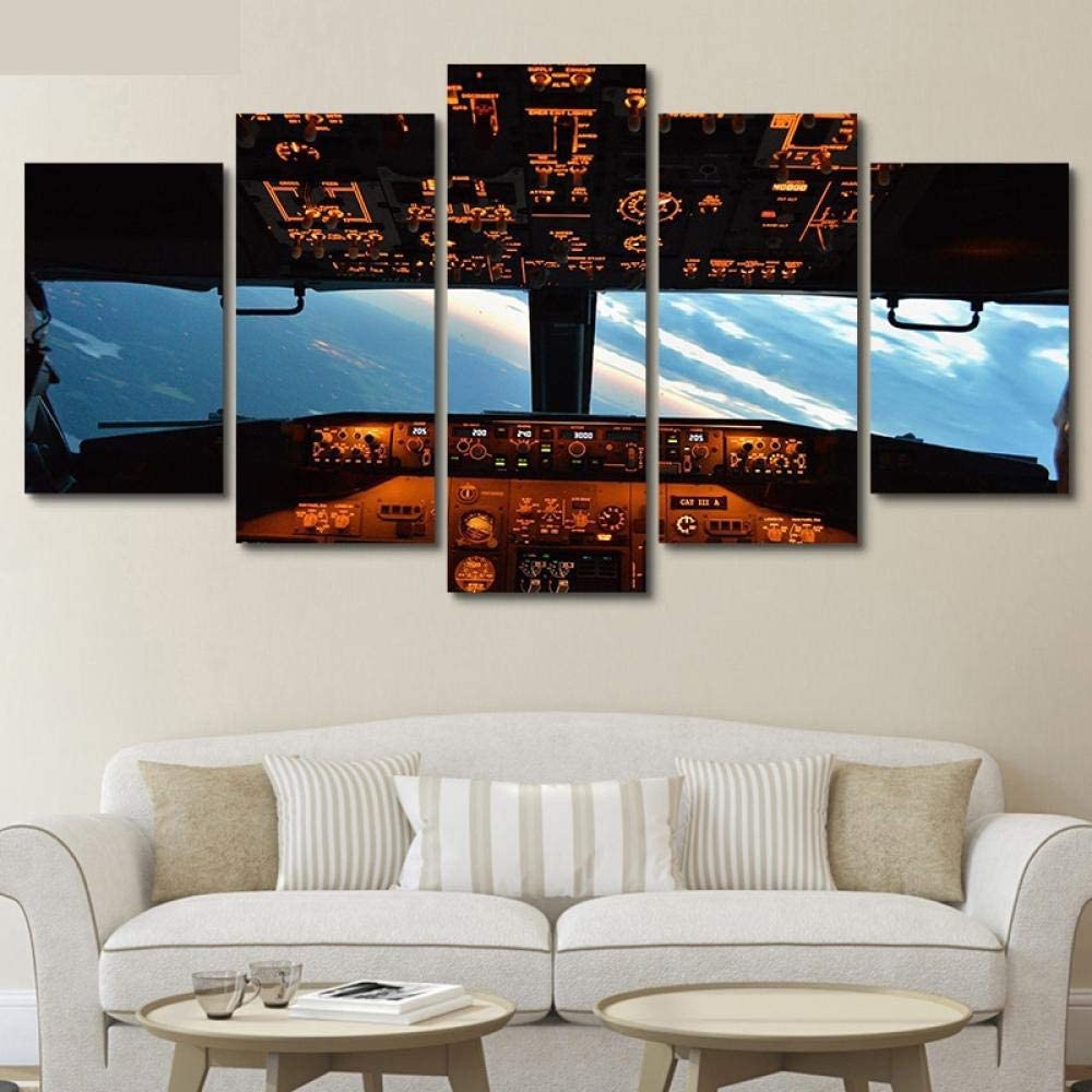 Set 5 Tranh Vải Canvas Treo Tường Trang Trí Hình Máy Bay Độc Đáo Hiện Đại