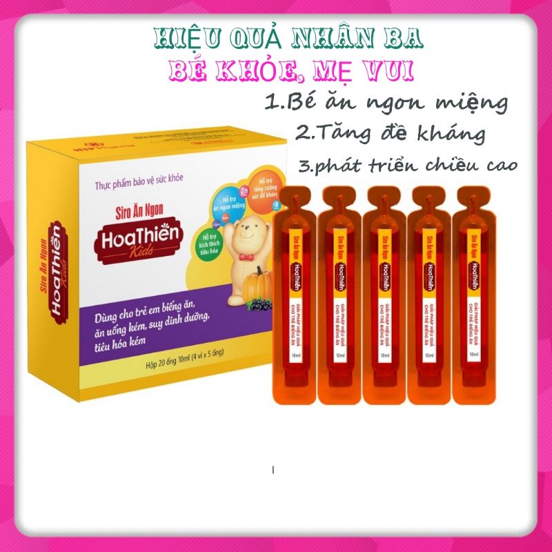 Siro ăn ngon Hoa Thiên, giải pháp hiệu quả cho trẻ biếng ăn hộp 20 ống