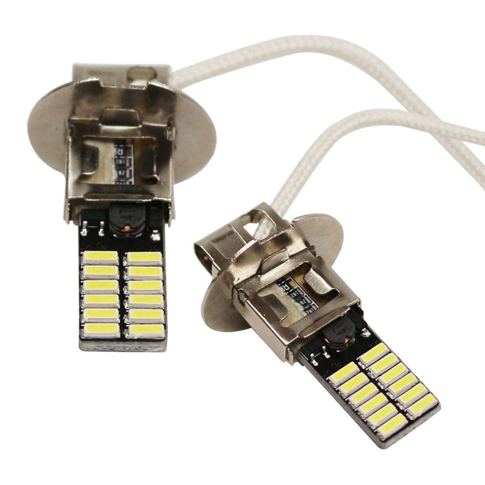 Set 2 đèn phá sương mù siêu sáng 24 bóng Led H3 6500k 4014-SMD dành cho xe hơi