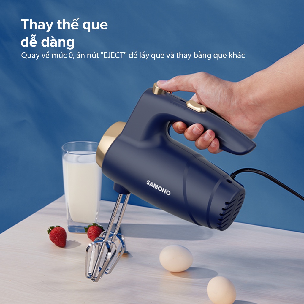 [Quà tặng] Máy đánh trứng SAMONO SW-THMB cao cấp Electric Hand Mixer chinh phục mọi món bánh ngon - Nhập khẩu chính hãng