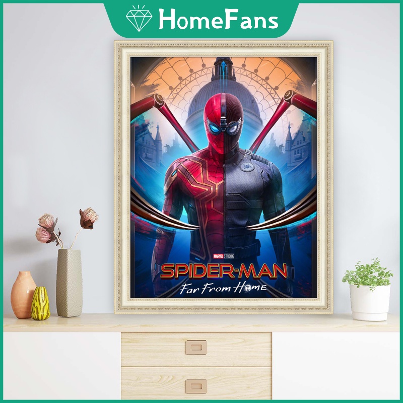 Bộ Tranh Đính Đá 5D Tự Làm 40x50cm Hình Người Nhện Hoạt Hình Trang Trí Nhà Cửa