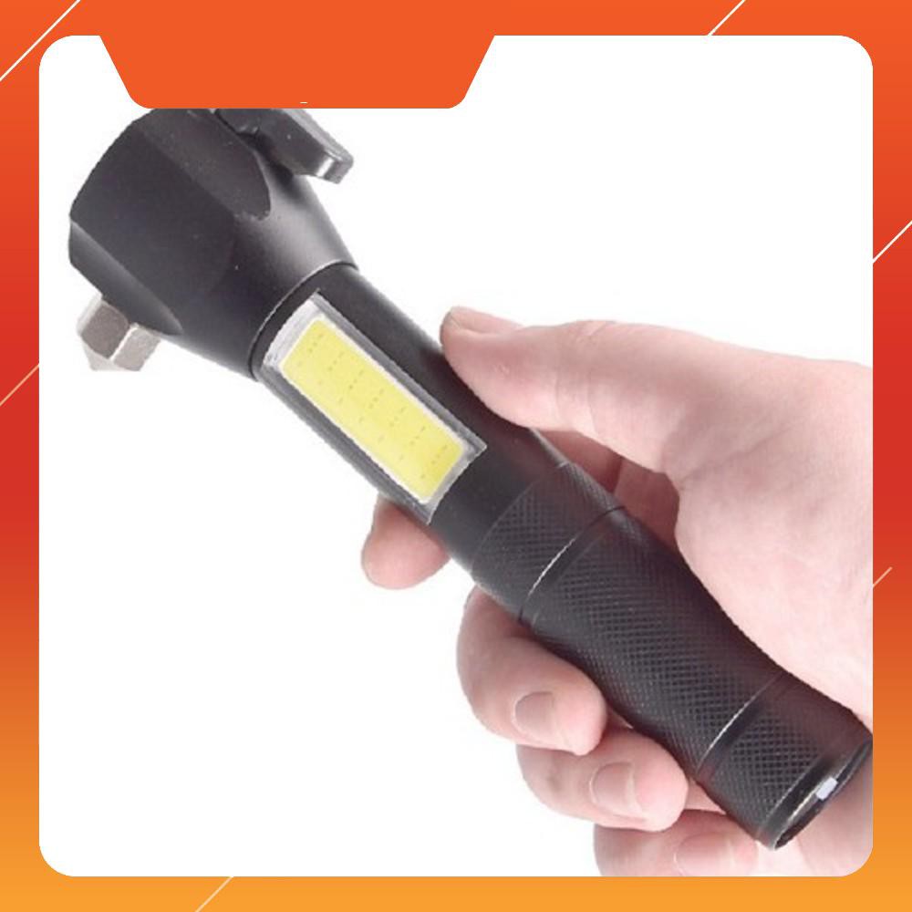 [HCM] Đèn pin cầm tay LED COB T6 có búa dễ dàng phá vỡ các bề mặt kính khi gặp sự cố