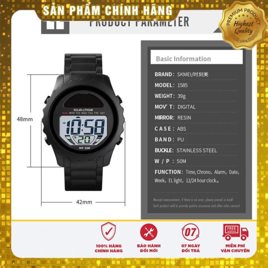 Hàng Cao Cấp -  Đồng hồ -NAM- Skmei 1585 chạy năng lượng mặt trời - Hàng nhập khẩu chính hãng - lỗi 1 đổi 1