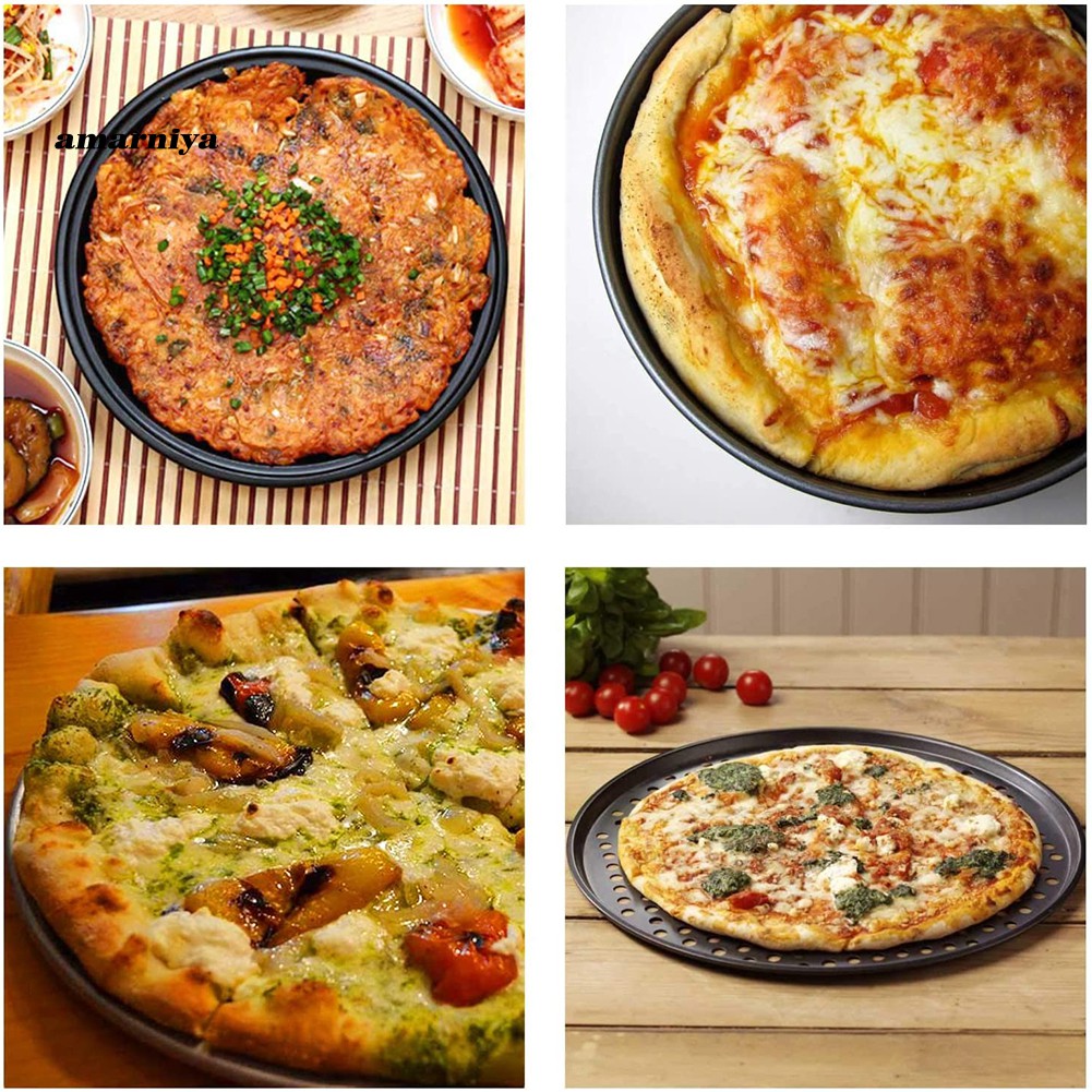 Khay Nướng Bánh Pizza Chống Dính Bằng Thép Không Gỉ Có Lỗ Kích Thước 28 / 32cm