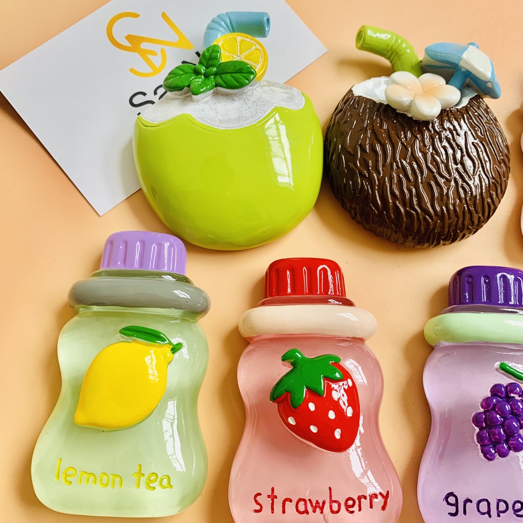 Nam châm tủ lạnh hình chai nước trái cây size 7cm