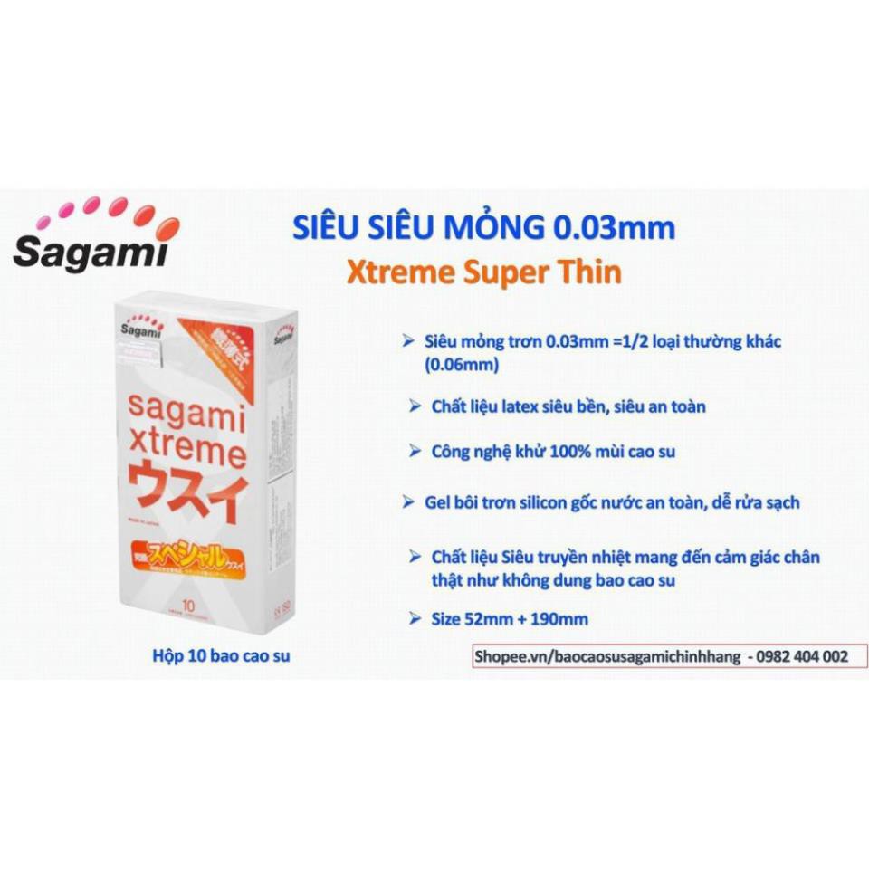 [BAO CAO SU SAGAMI] Bao cao su siêu siêu mỏng nhất thế giới Xtreme Super Thin 0.03mm bao cao su mỏng trơn nhiều gel