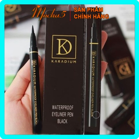 Kẻ dạ mắt Karadium Waterproof BRUSH LINER BLACK Vỏ Trắng nét mảnh chống trôi chống lem