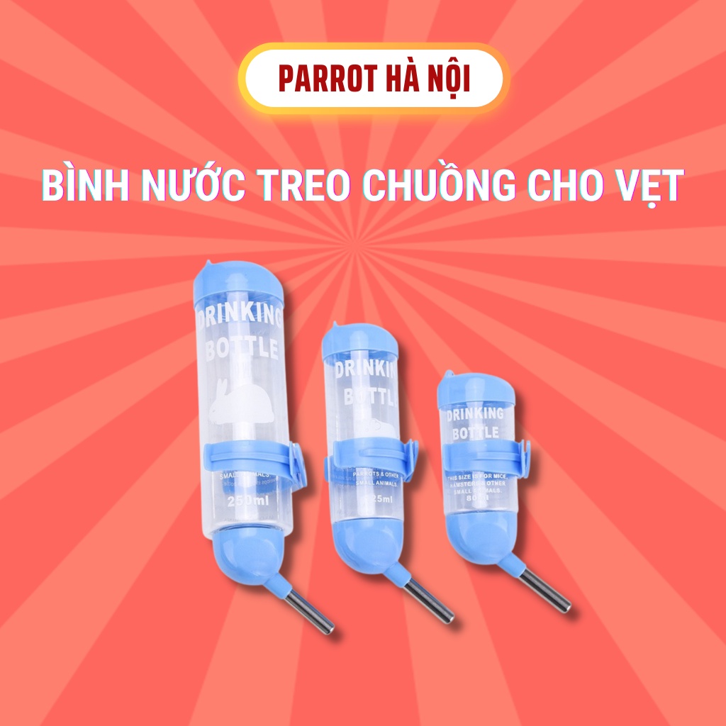 Bình nước treo lồng, chuồng tự động cho vẹt, chim, thú cưng, thể tích từ 80ml-400ml chất liệu nhựa, inox chống rỉ sét
