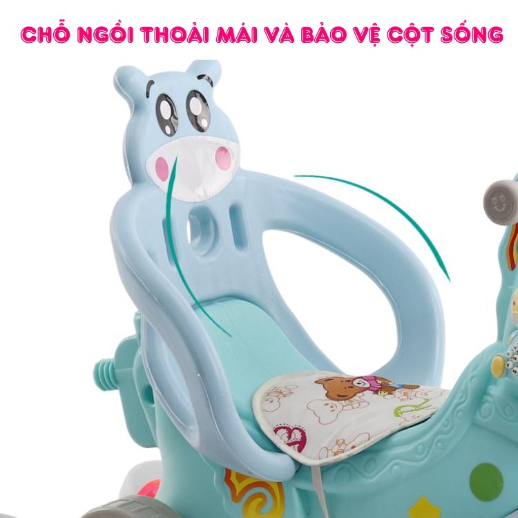 Ngựa Bập Bênh Có Tay Đẩy Cho Bé 3in1 Xe Chòi Chân Có Nhạc Bánh Xe Phát Sáng DC021